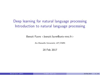 Deep learning for natural language processing  Introduction to natural language processing