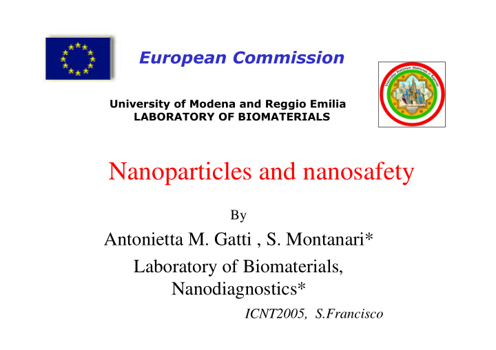 nanoparticles and nanosafety
