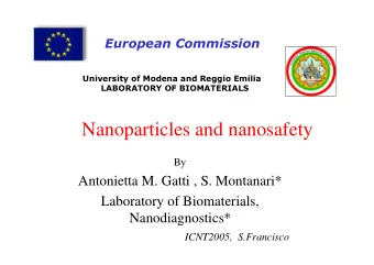 Nanoparticles and nanosafety  By  Antonietta M. Gatti , S. Montanari*  Laboratory of Biomaterials,