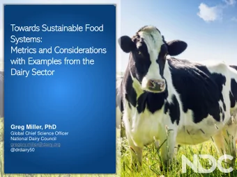 Towards Sus  Sustain  inable F  Food  Syst  ystems:  s:  Metri  rics a  cs and  nd Consi  nsidera