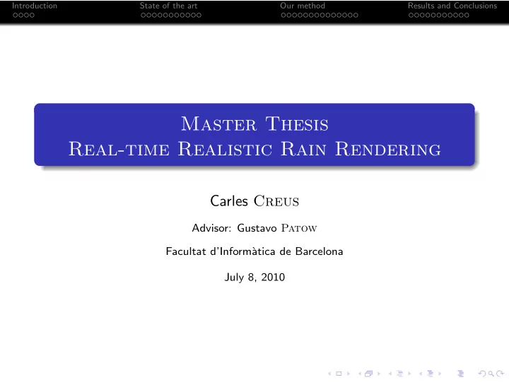 master thesis real time realistic rain rendering
