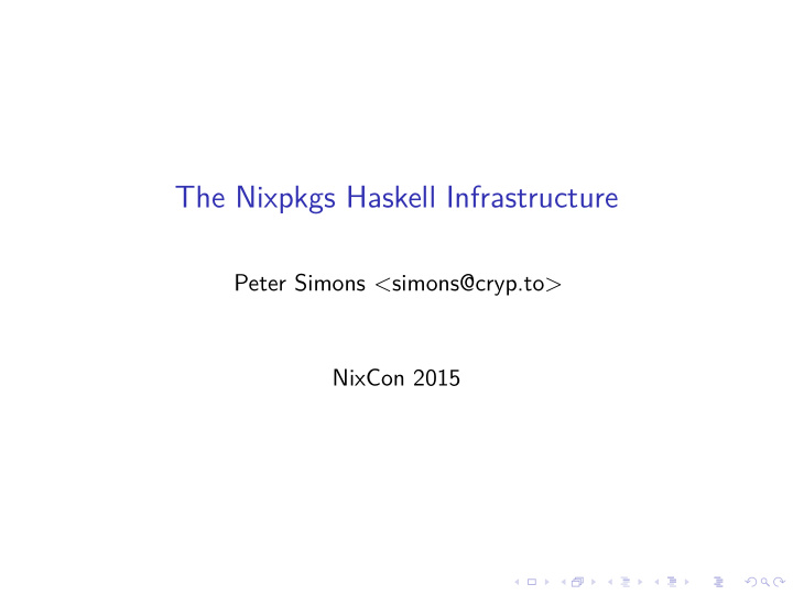 the nixpkgs haskell infrastructure