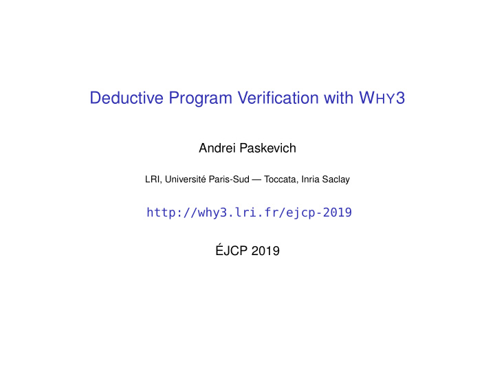 deductive program verification with w hy 3