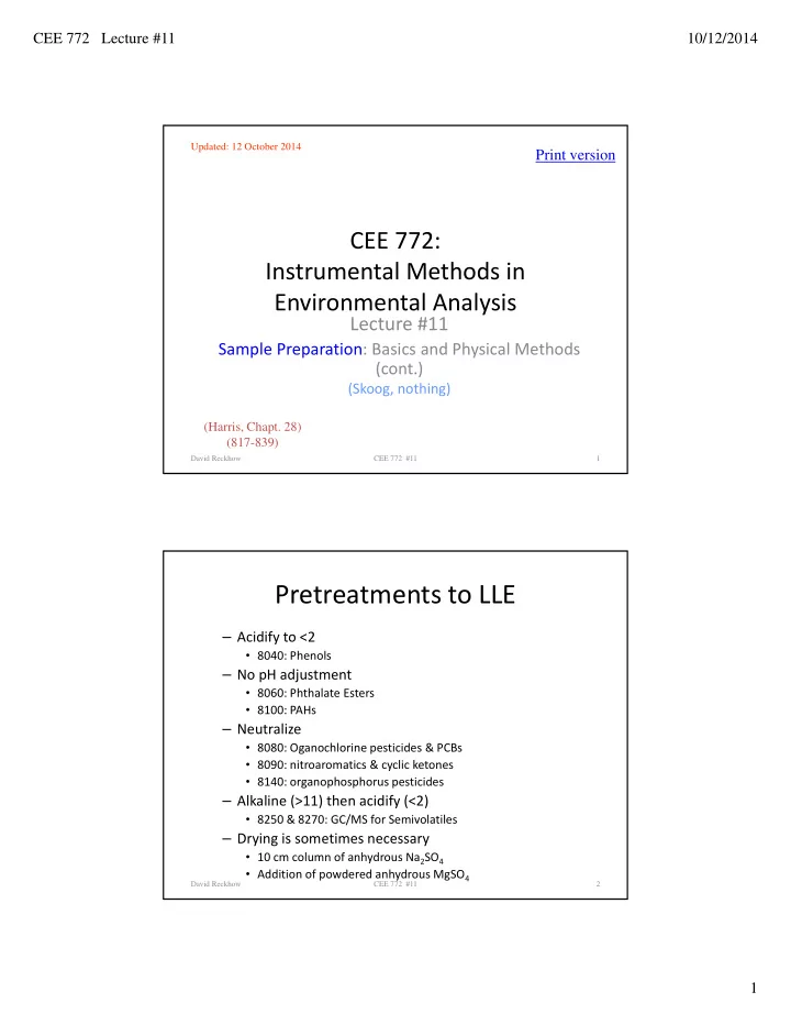 pretreatments to lle