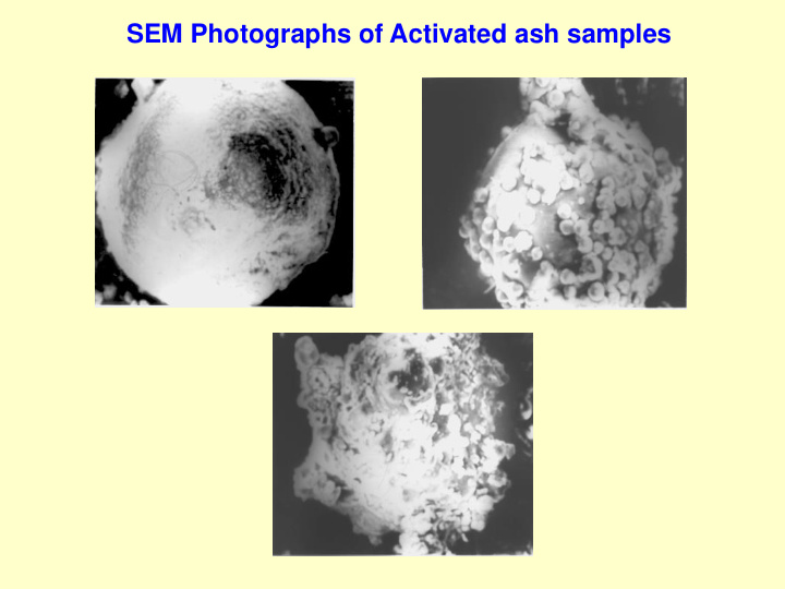 sem photographs of activated ash samples sem micrographs