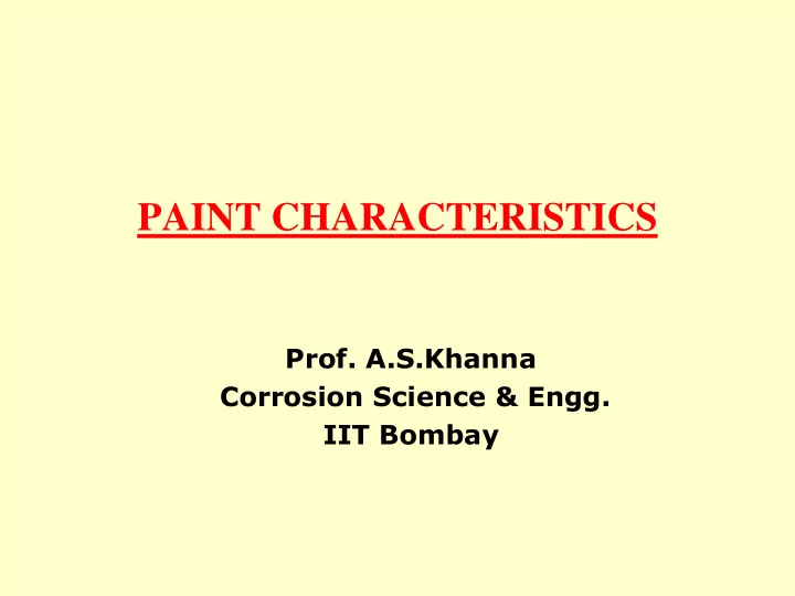 paint characteristics