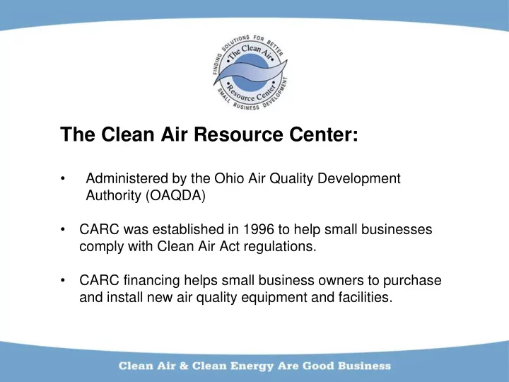 administered by the ohio air quality development