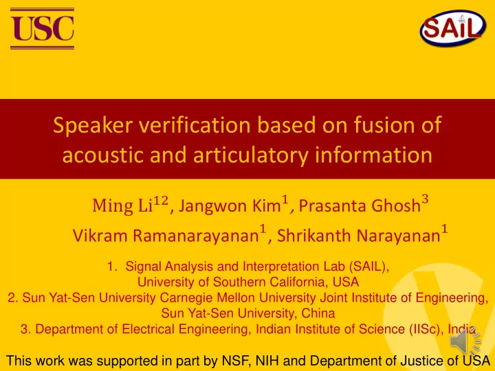speaker verification based on fusion of acoustic and