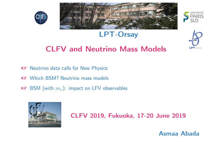 lpt orsay clfv and neutrino mass models