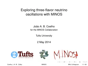 Exploring three-flavor neutrino  oscillations with MINOS  Joo A. B. Coelho  for the MINOS