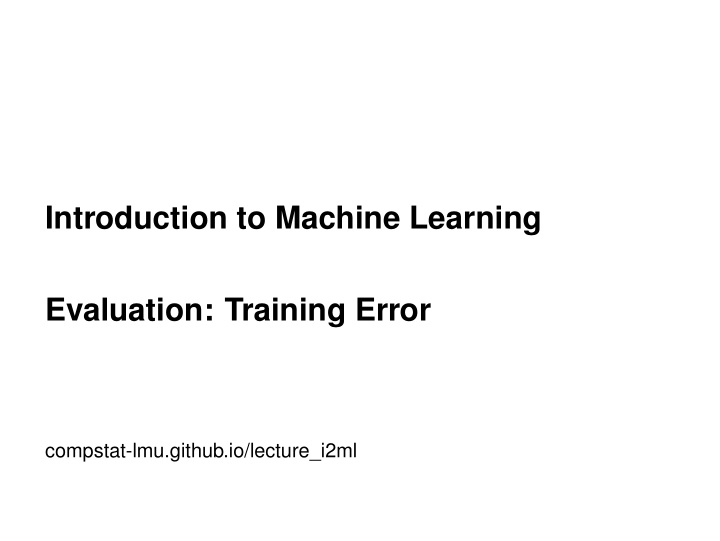 introduction to machine learning evaluation training error
