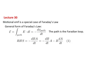Lecture  30    Mo#onal  emf  is  a  special  case  of  Faradays