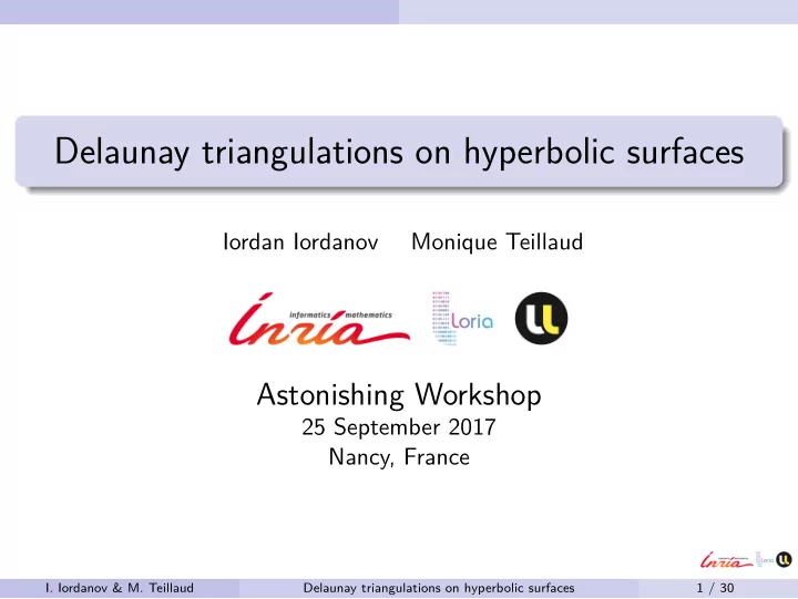 delaunay triangulations on hyperbolic surfaces