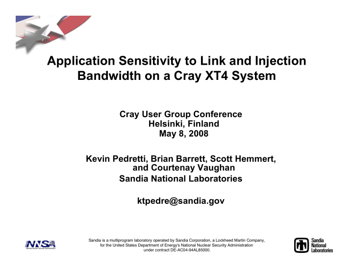 application sensitivity to link and injection bandwidth
