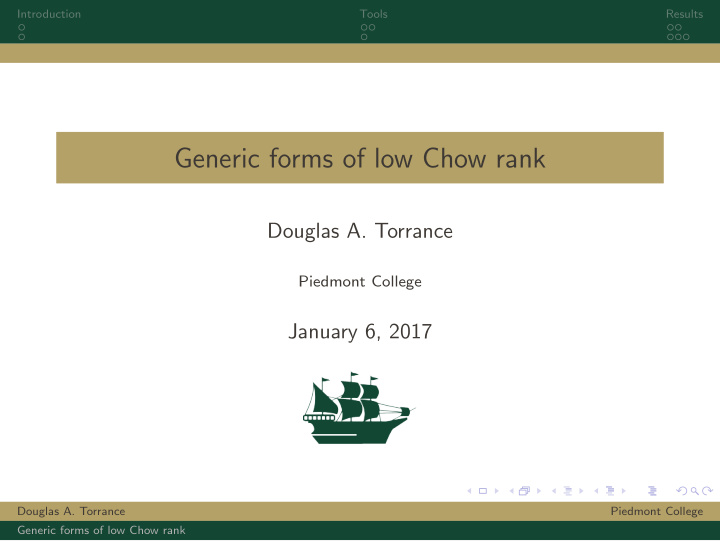 generic forms of low chow rank