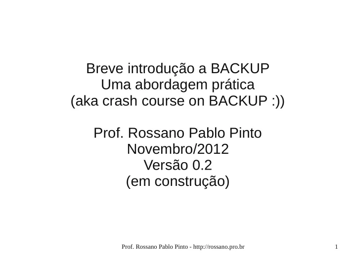 breve introdu o a backup uma abordagem pr tica aka crash