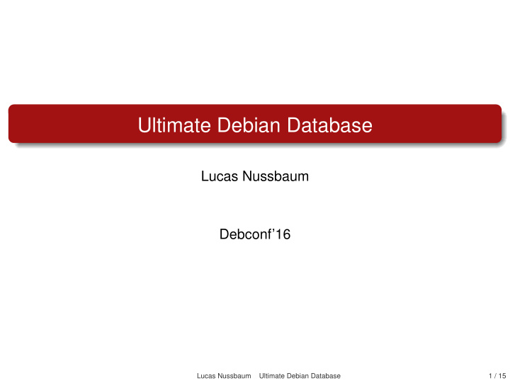 ultimate debian database