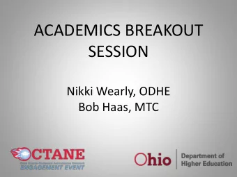 ACADEMICS BREAKOUT  SESSION  Nikki Wearly, ODHE  Bob Haas, MTC  Why Does Compliance Matter?