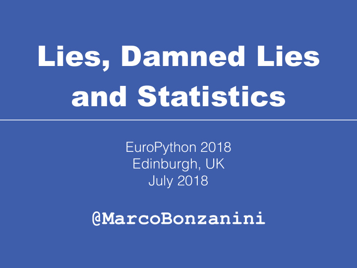 lies damned lies and statistics