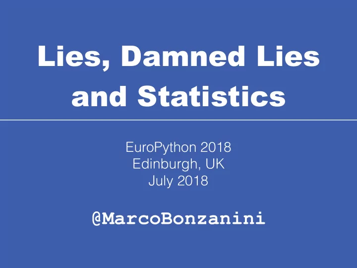 lies damned lies and statistics
