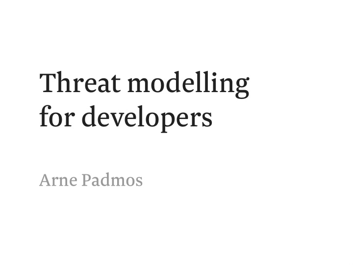 threat modelling for developers