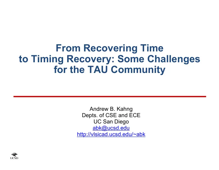 from recovering time to timing recovery some challenges