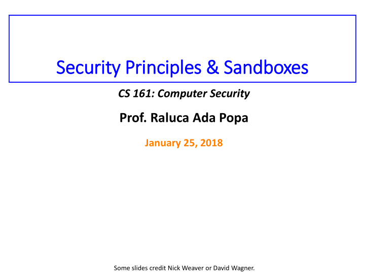 securi rity p y principles sandboxes