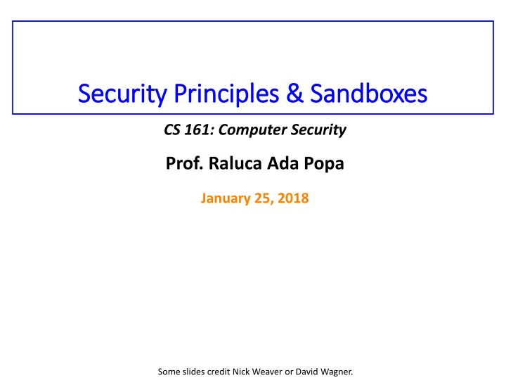 securi rity p y principles sandboxes