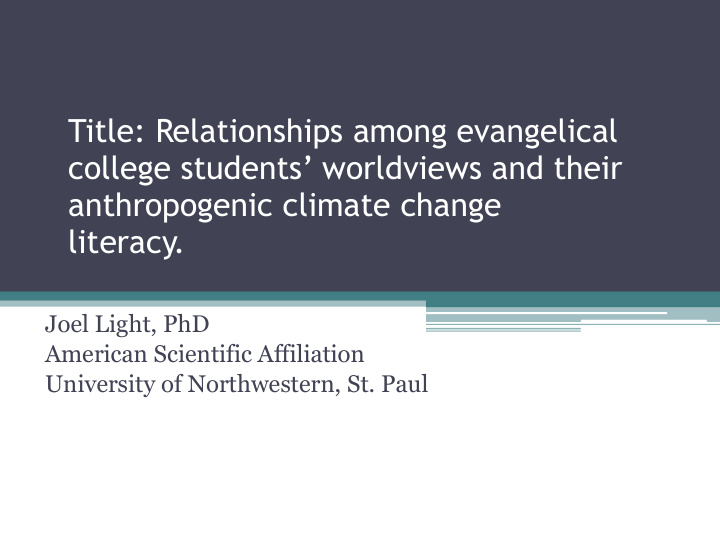 title relationships among evangelical college students