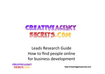 Leads  Research  Guide    How  to  find  people  online      for