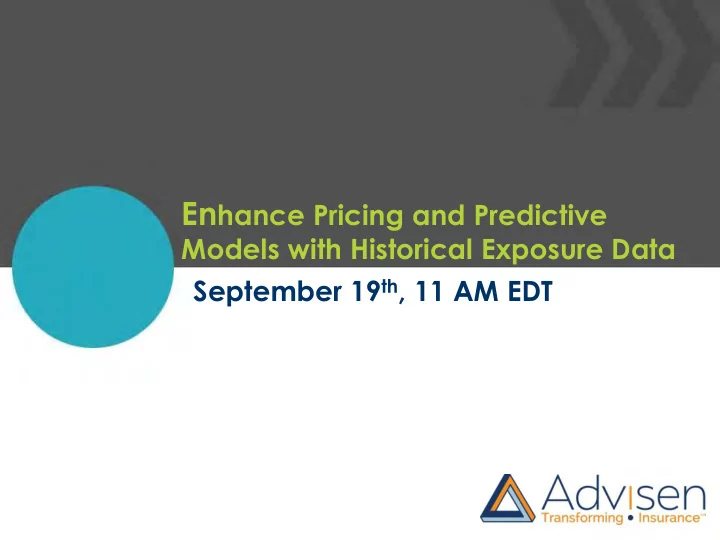 enhance pricing and predictive