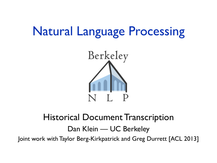 natural language processing