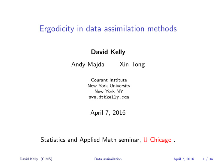 ergodicity in data assimilation methods