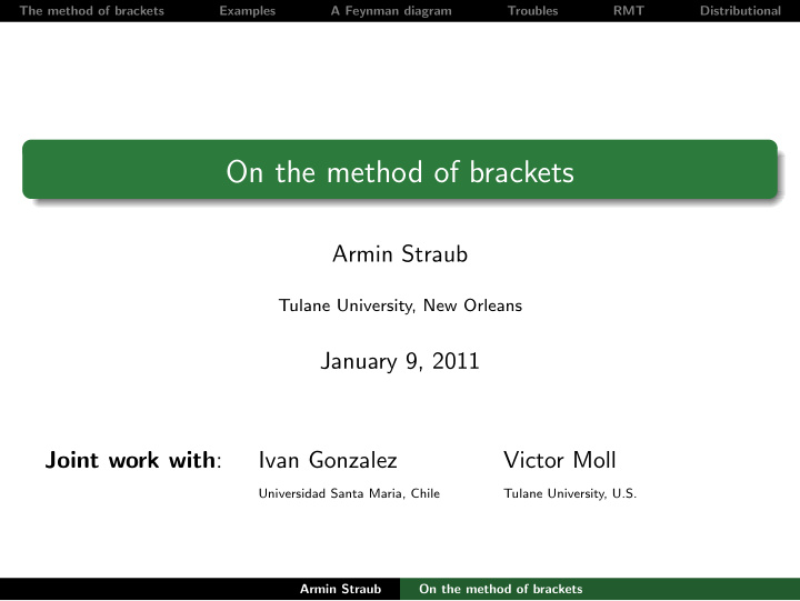 on the method of brackets