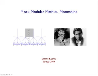Mock Modular Mathieu Moonshine  Shamit Kachru  Strings 2014  Saturday, June 21, 14  Any new