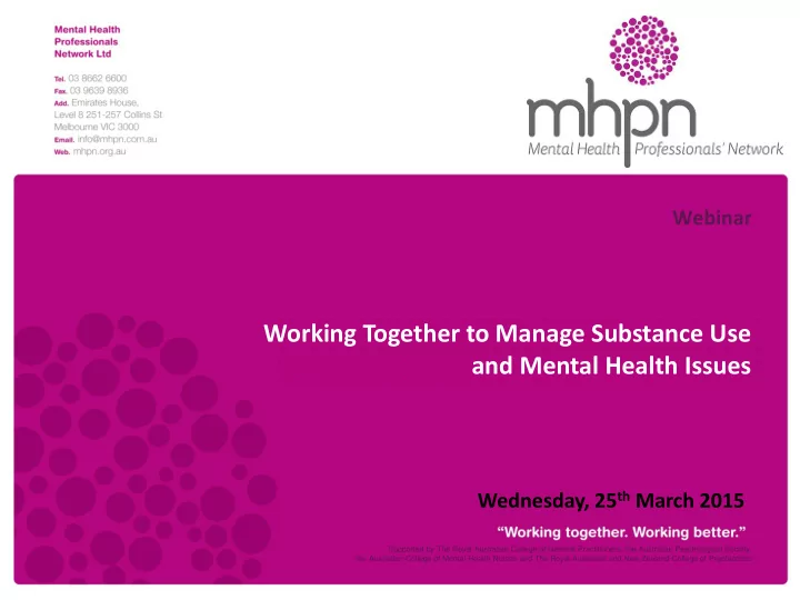 working together to manage substance use