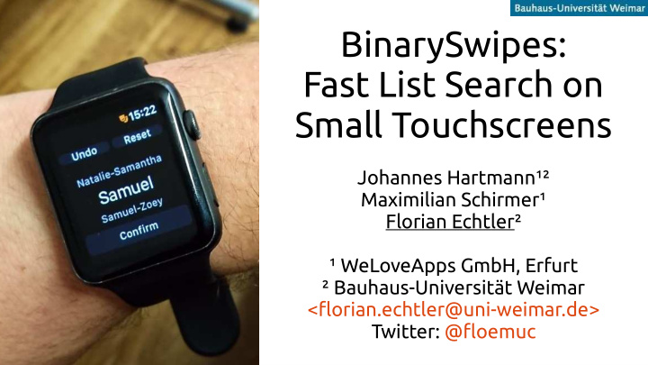 binaryswipes fast list search on small touchscreens