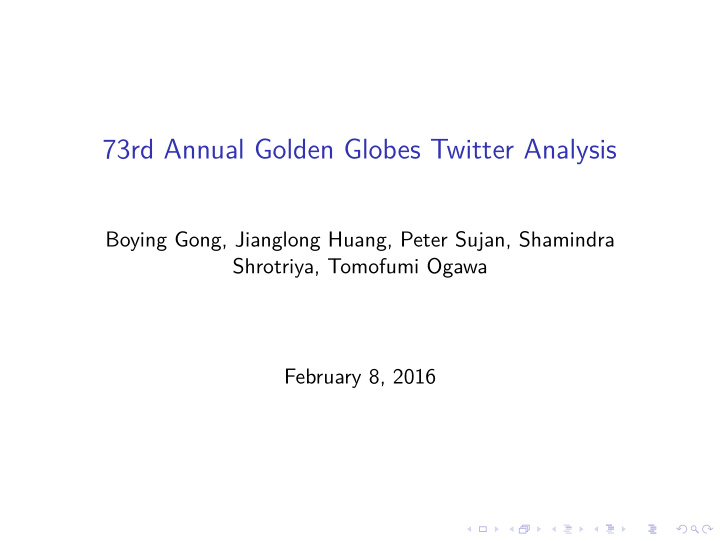 73rd annual golden globes twitter analysis