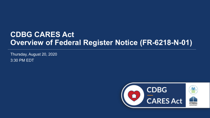 cdbg cares act overview of federal register notice fr