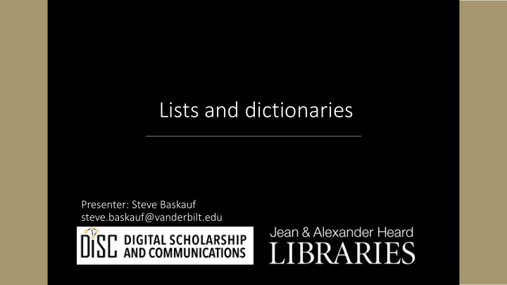 lists and dictionaries