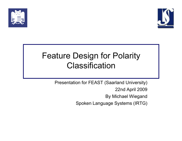 feature design for polarity classification