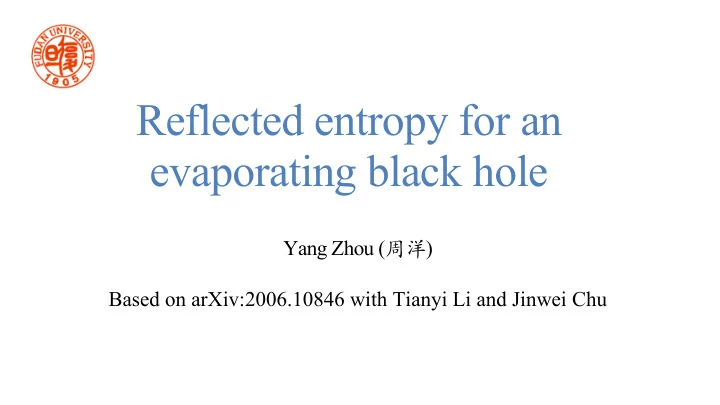 reflected entropy for an evaporating black hole