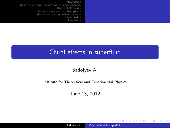 chiral effects in superfluid