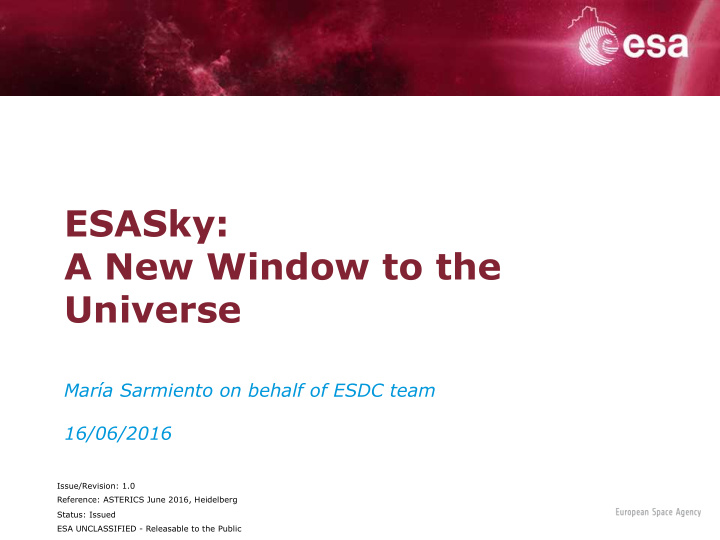 esasky a new window to the universe