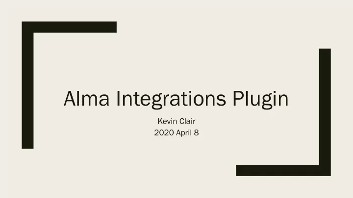 alma integrations plugin