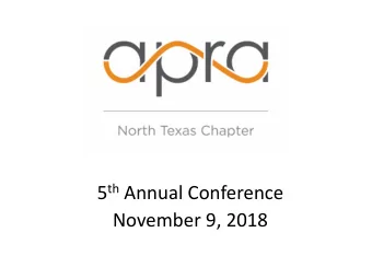 5 th Annual Conference  November 9, 2018  Thank you to our Sponsors 5 th Annual Conference  Thank