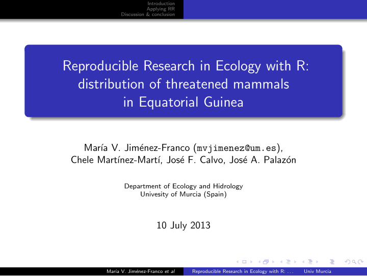 reproducible research in ecology with r distribution of