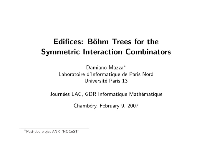 edifices b ohm trees for the symmetric interaction