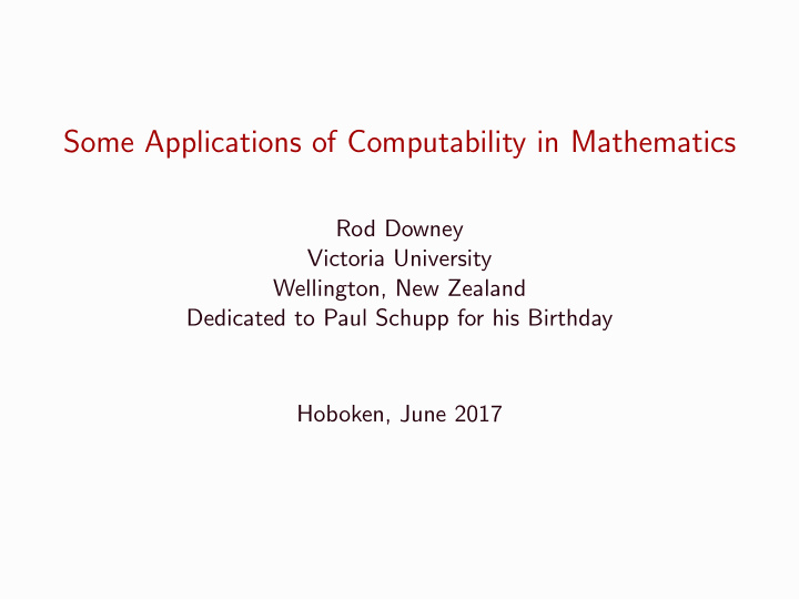 some applications of computability in mathematics