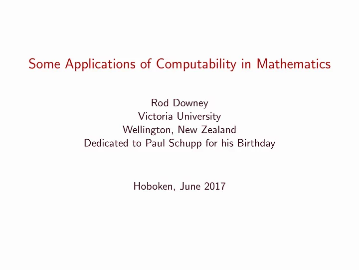 some applications of computability in mathematics